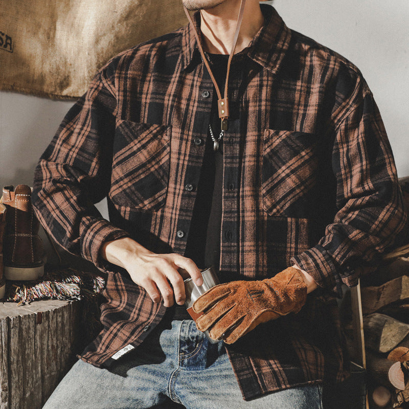 VAAGOON Retro Grid Flannel Shirt