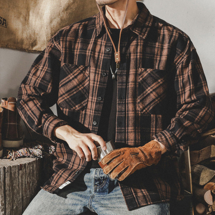 VAAGOON Retro Grid Flannel Shirt