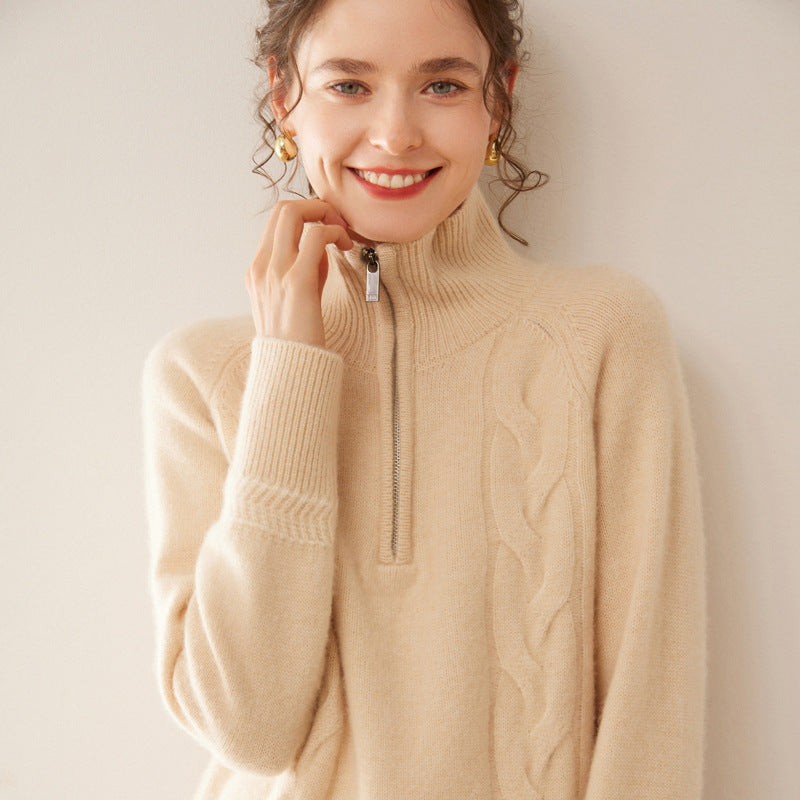 Vaagoon Cashmere Half-Zip Turtleneck Sweater