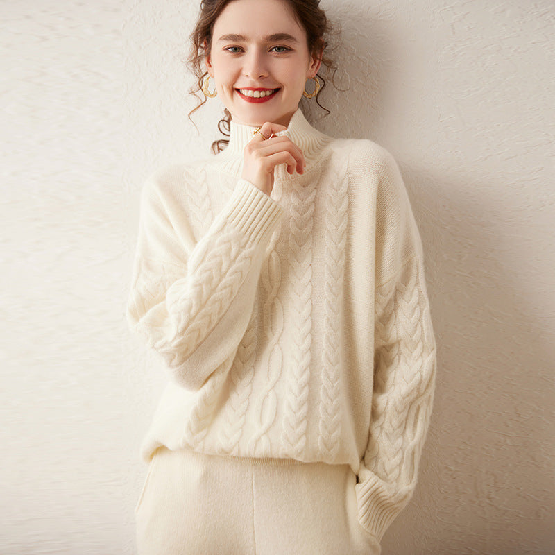 Vaagoon Velvet Chain Cashmere Half Turtleneck Sweater