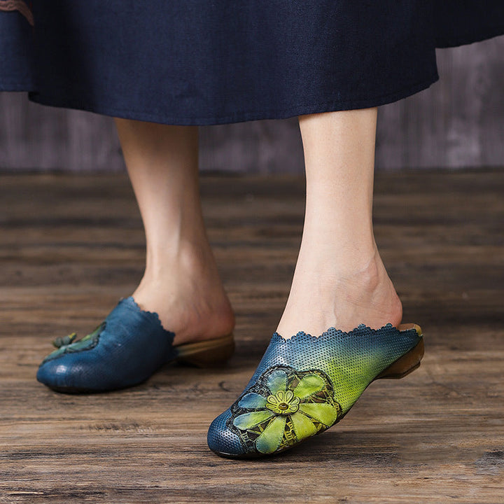 Vaagoon Ethno Charm Genuine Leather Handmade Slippers