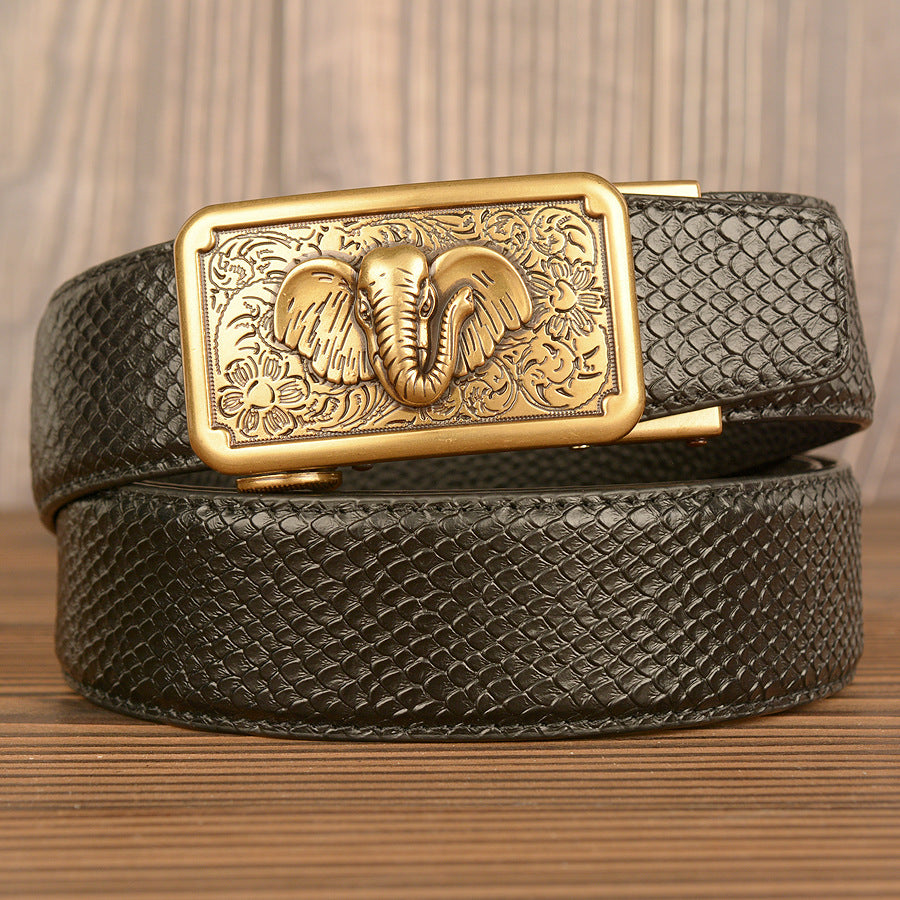 VAAGOON Crocodile Pattern Genuine Leather Belt