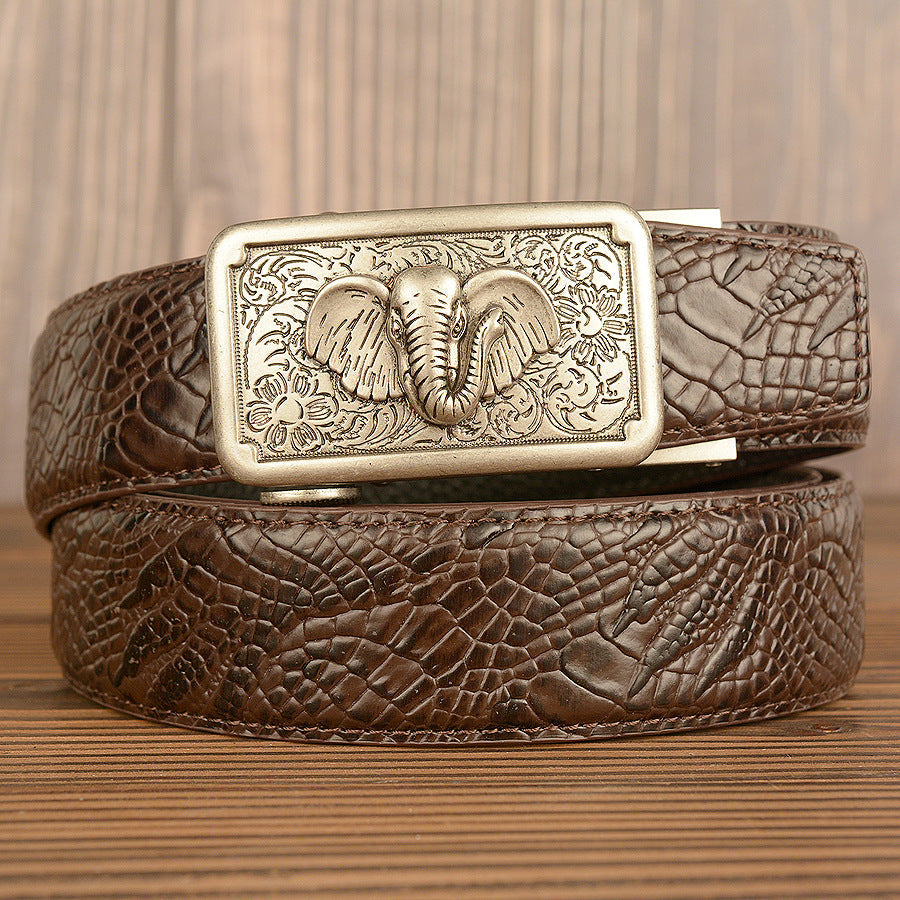 VAAGOON Crocodile Pattern Genuine Leather Belt