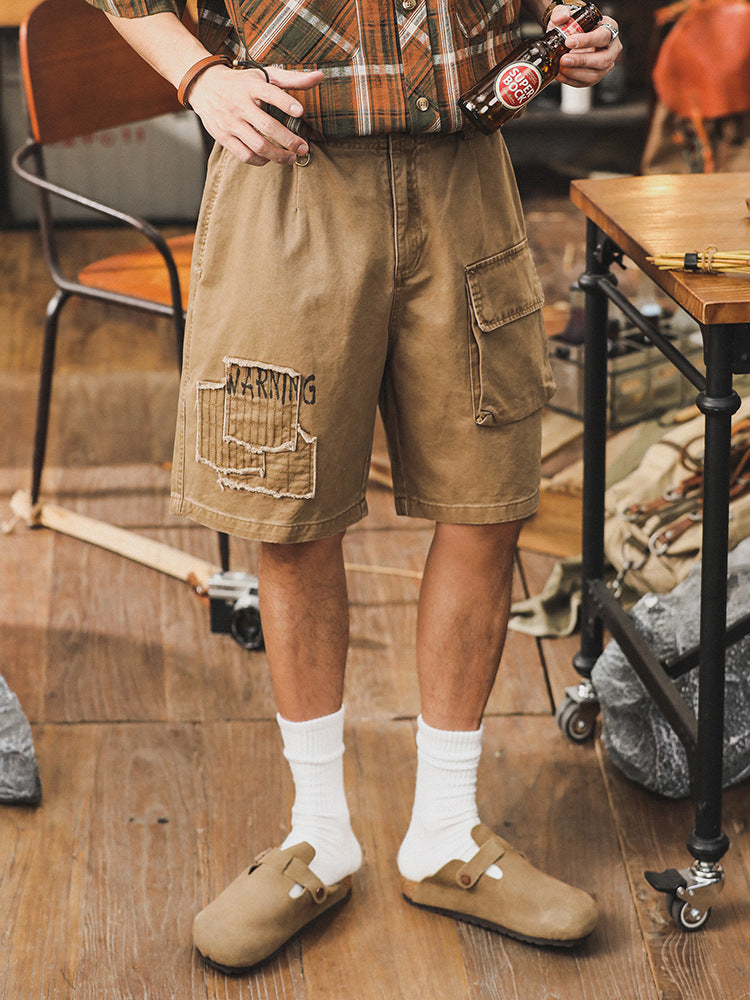 VAAGOON Retro Patchwork Brick Shorts