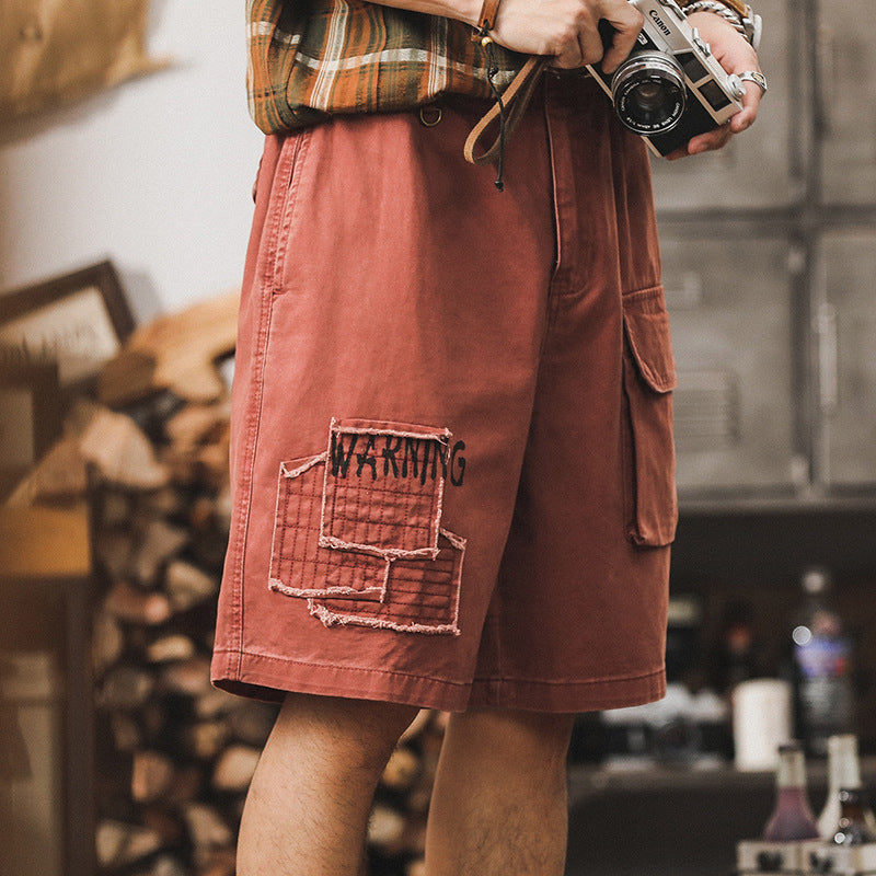 VAAGOON Retro Patchwork Brick Shorts