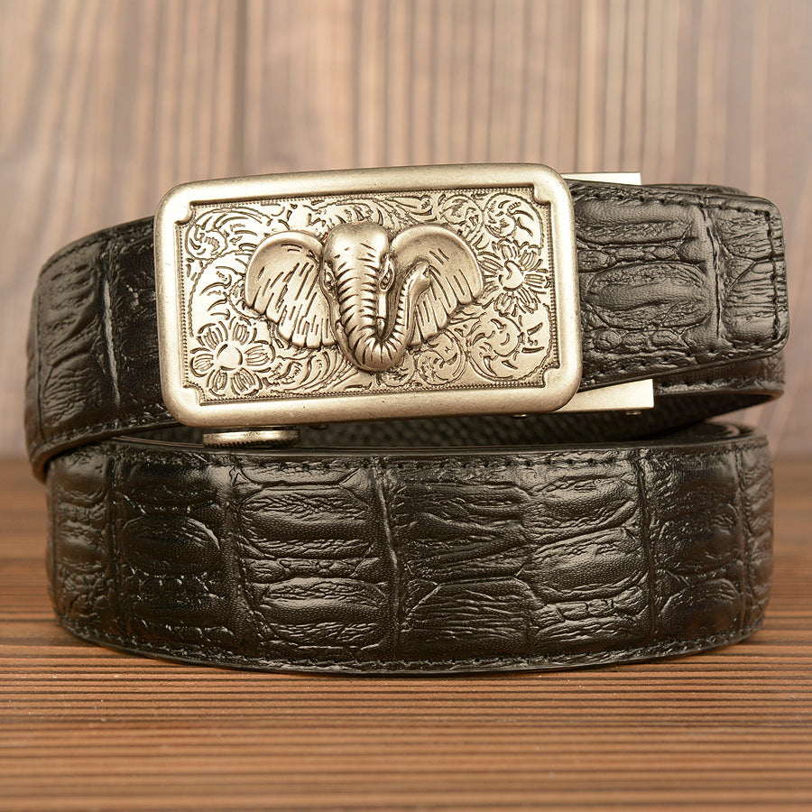 VAAGOON Crocodile Pattern Genuine Leather Belt