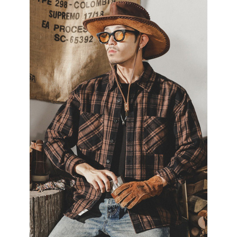 VAAGOON Retro Grid Flannel Shirt