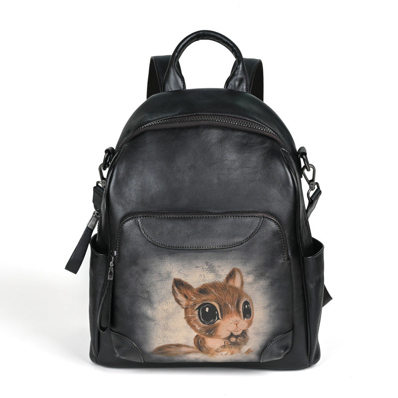 Vaagoon Retro Twin Leather Backpack