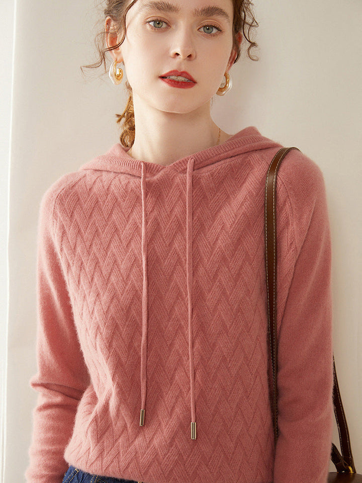 Vaagoon Cashmere Basket Knit Hooded Kazak