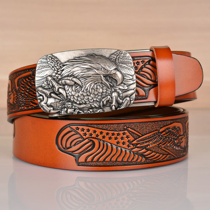 VAAGOON Black Eagle Claw Embossed Genuine Leather Belt – Animal Figure