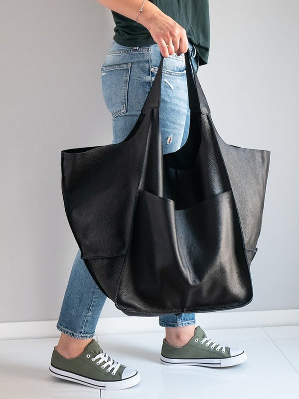 Simple Soft Leather Large Capacity Single Shoulder Portable Tote