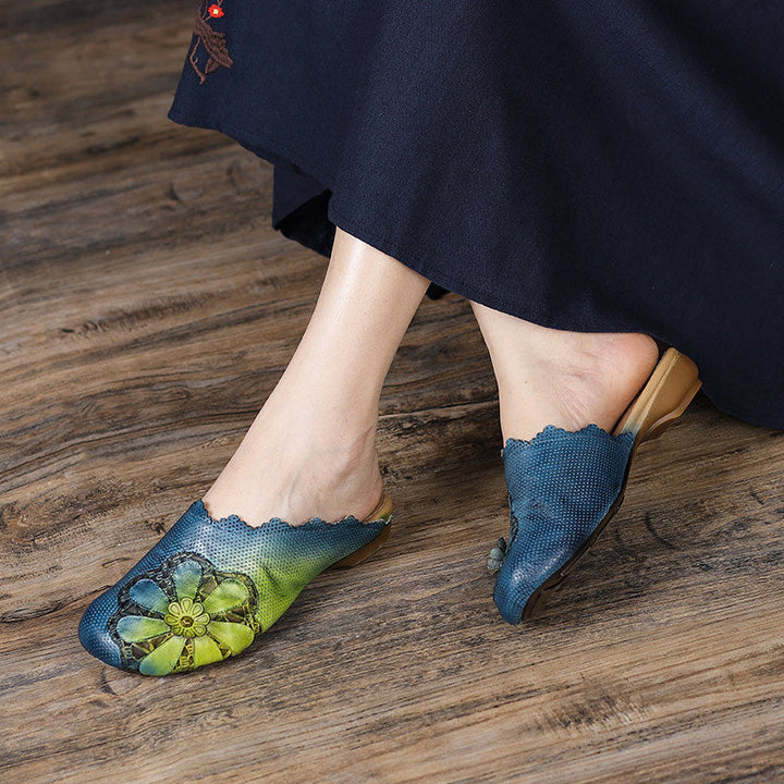 Vaagoon Ethno Charm Genuine Leather Handmade Slippers