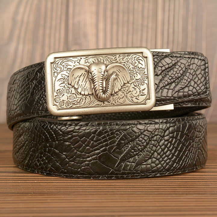VAAGOON Crocodile Pattern Genuine Leather Belt