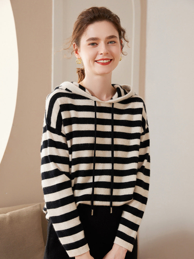 Vaagoon Contrast Harmony Cashmere Hooded Sweater