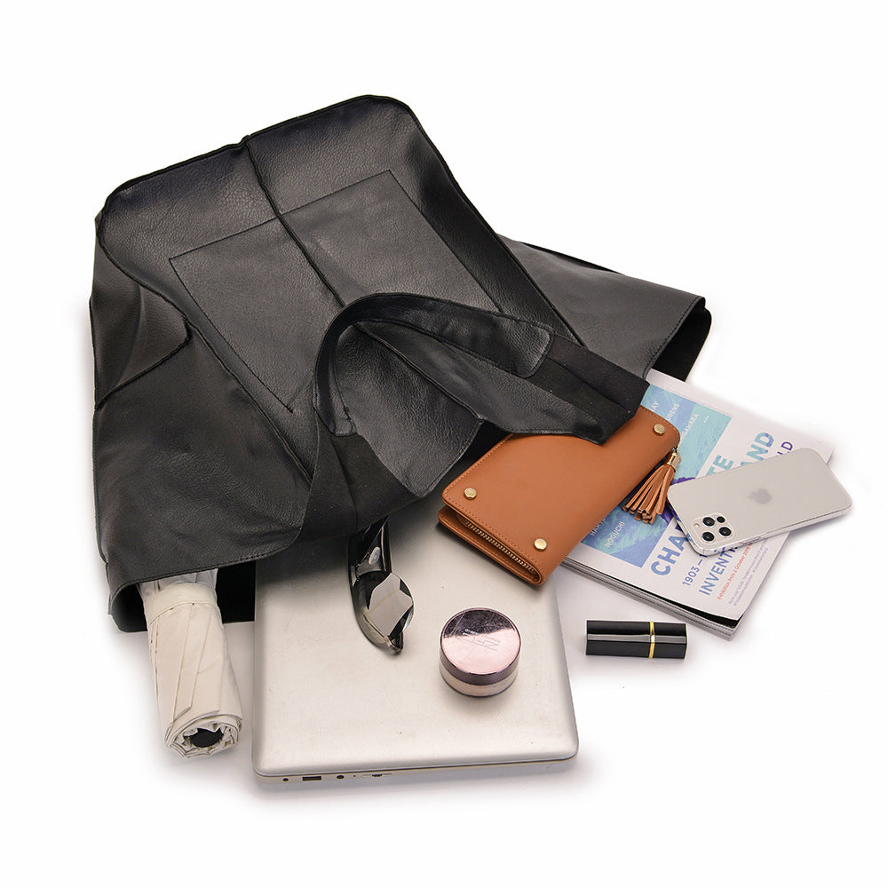Simple Soft Leather Large Capacity Single Shoulder Portable Tote