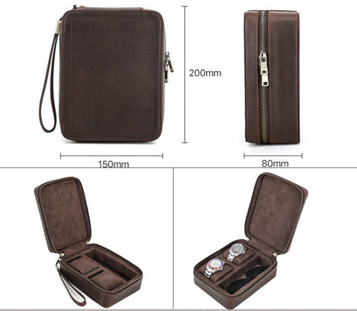 Vaagoon Dual Vault Leather Watch & Glasses Case