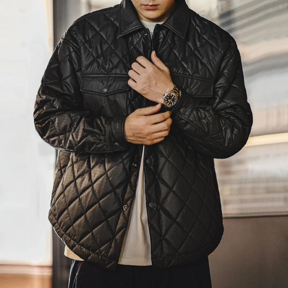VAAGOON Retro Quilted Diamond Grid Jacket