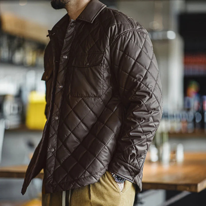 VAAGOON Retro Quilted Diamond Grid Jacket
