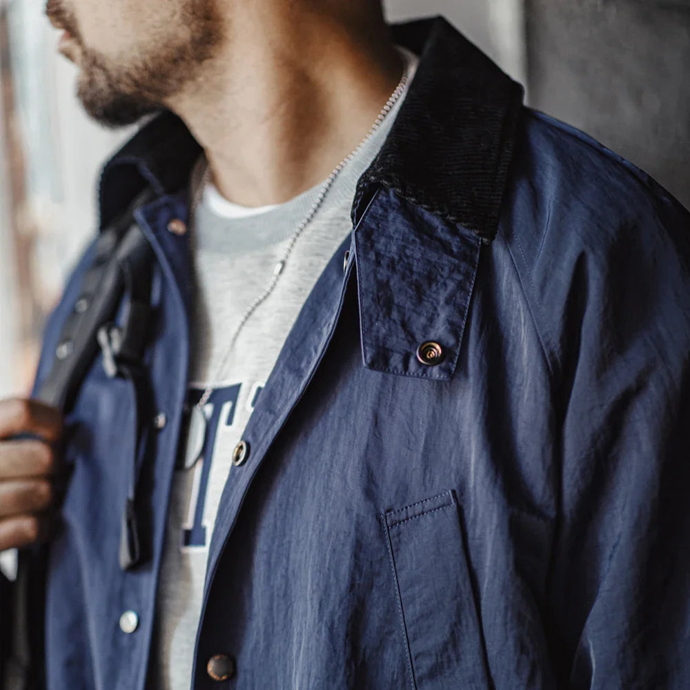 VAAGOON Retro Corduroy Lapel Safari Trench Coat