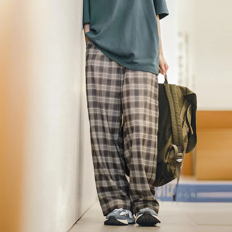 VAAGOON Baggy Vintage Plaid Casual Pants