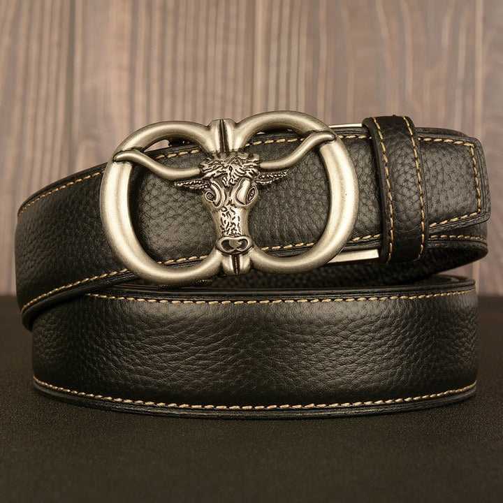 VAAGOON Black Lychee Pattern Genuine Leather Belt – Car Line