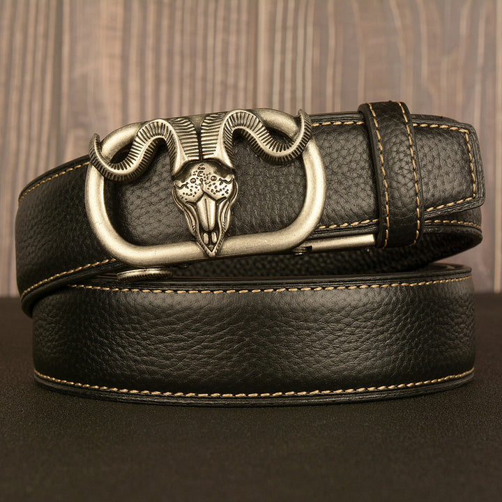 VAAGOON Black Lychee Pattern Genuine Leather Belt – Car Line