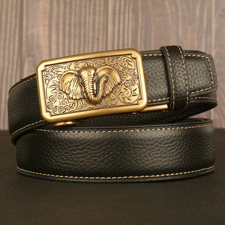 VAAGOON Black Lychee Pattern Genuine Leather Belt – Car Line
