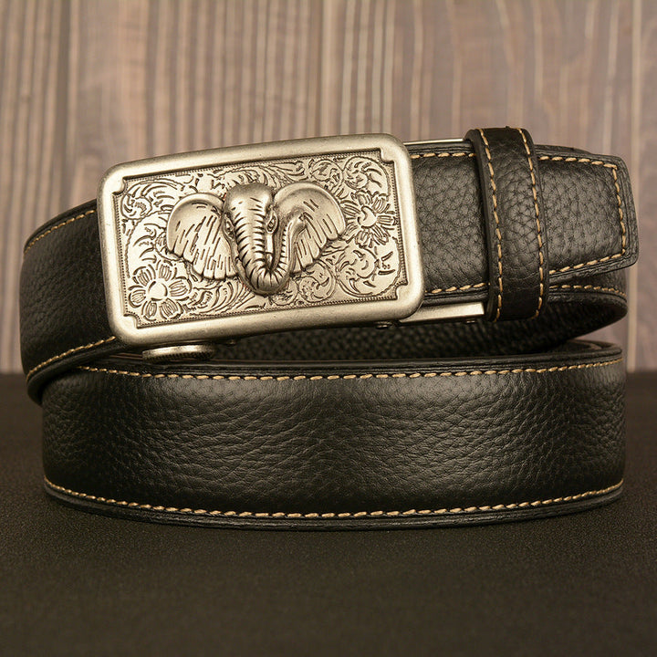 VAAGOON Black Lychee Pattern Genuine Leather Belt – Car Line