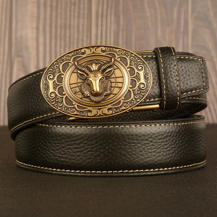 VAAGOON Black Lychee Pattern Genuine Leather Belt – Car Line