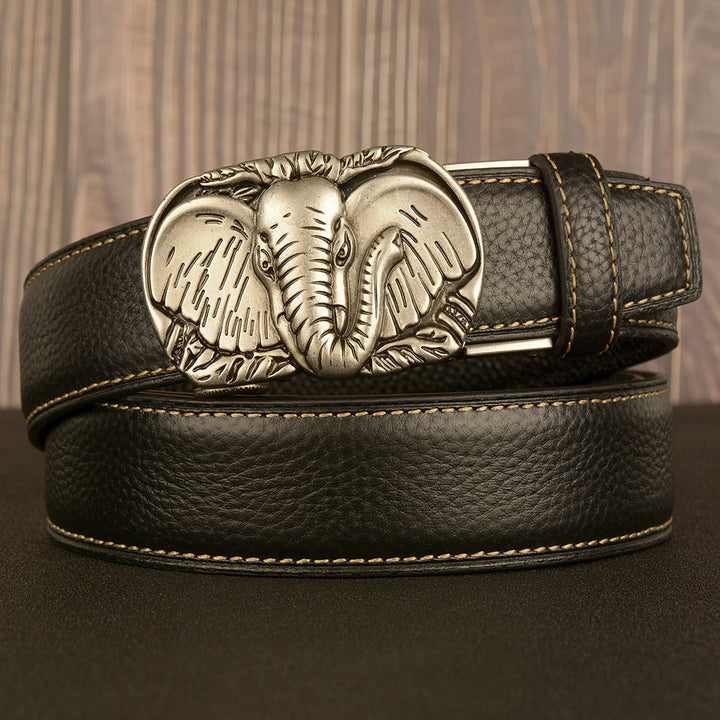 VAAGOON Black Lychee Pattern Genuine Leather Belt – Car Line