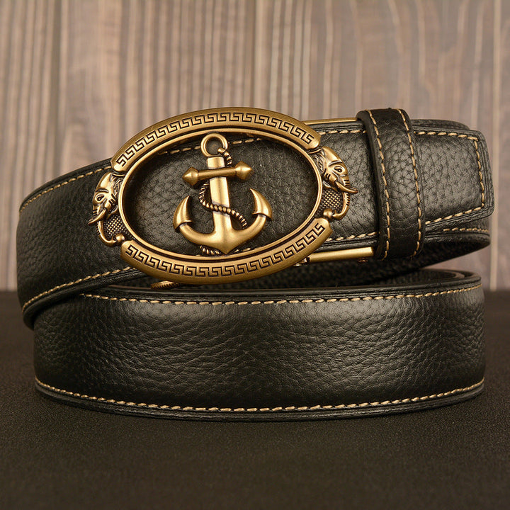 VAAGOON Black Lychee Pattern Genuine Leather Belt – Car Line