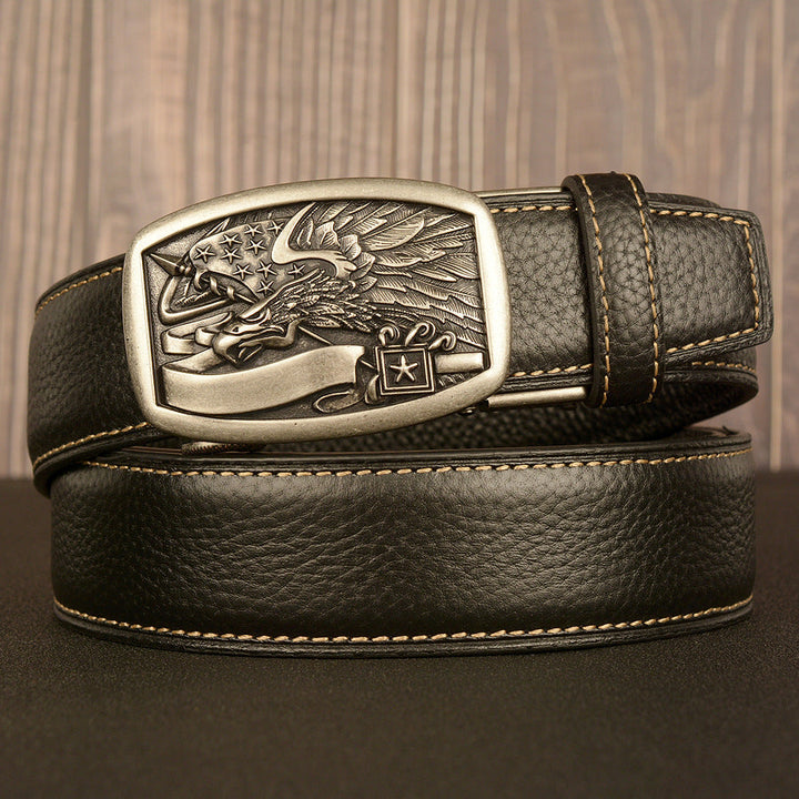 VAAGOON Black Lychee Pattern Genuine Leather Belt – Car Line