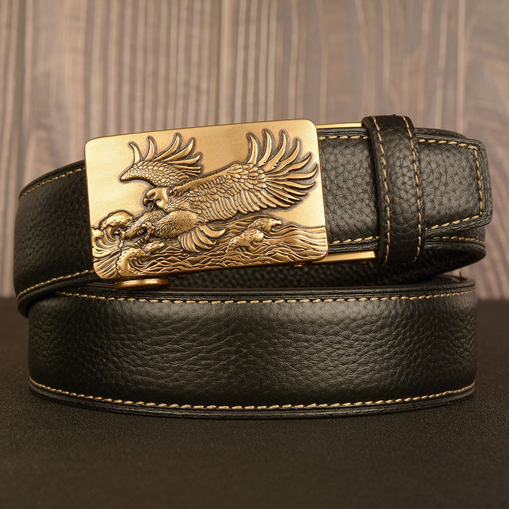 VAAGOON Black Lychee Pattern Genuine Leather Belt – Car Line