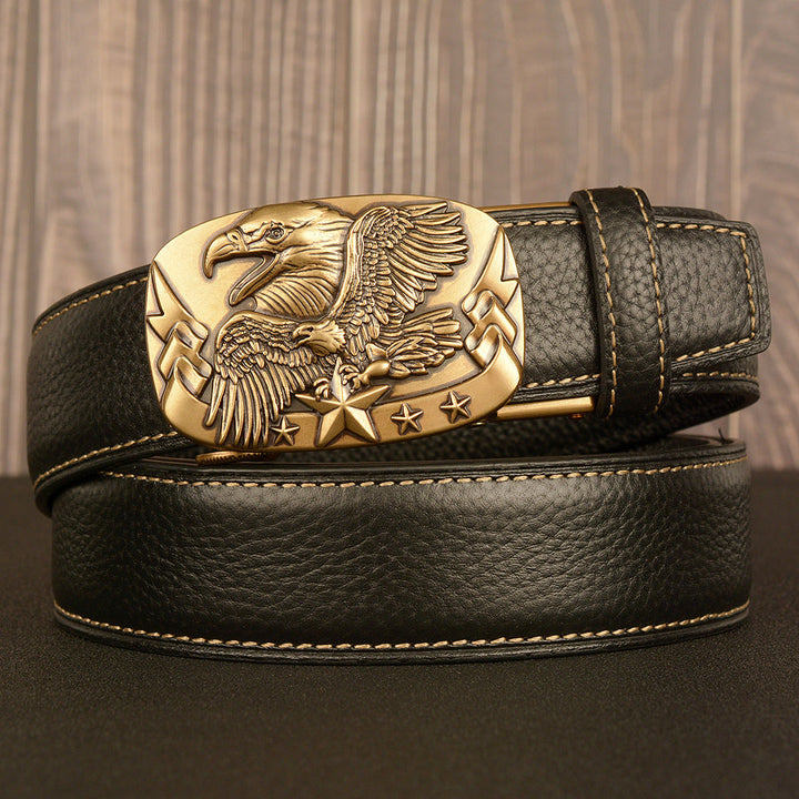 VAAGOON Black Lychee Pattern Genuine Leather Belt – Car Line