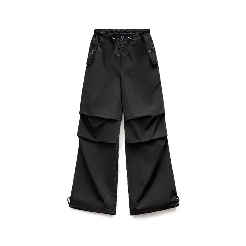 VAAGOON New Pleated Black Parachute Pants