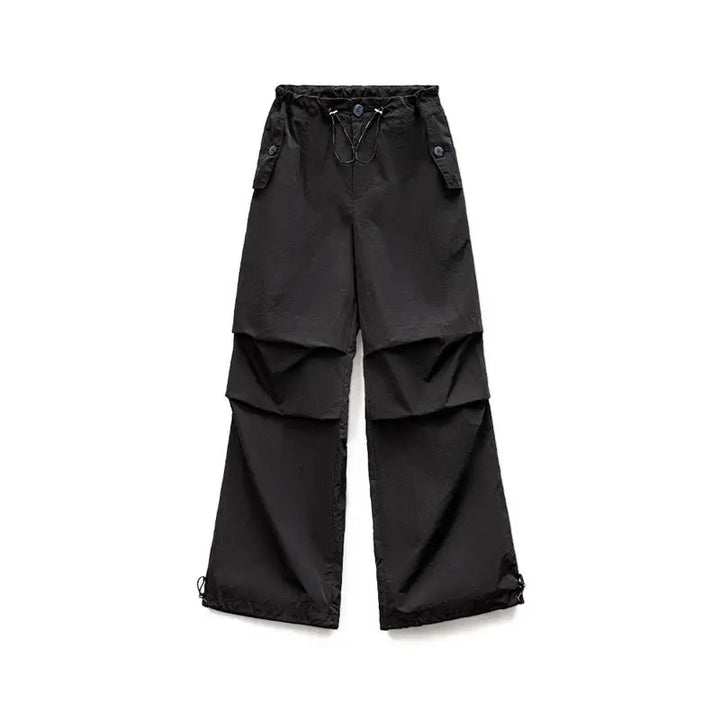 VAAGOON New Pleated Black Parachute Pants