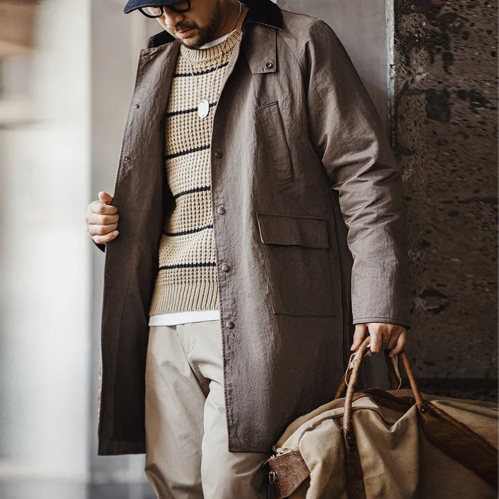 VAAGOON Retro Corduroy Lapel Safari Trench Coat